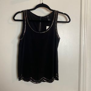 Beaded scallop sleeveless tank blouse